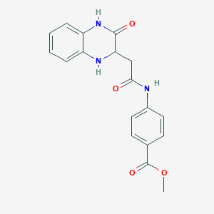 molecular formula C18H17N3O4 B6416957 methyl 4-[2-(3-oxo-1,2,3,4-tetrahydroquinoxalin-2-yl)acetamido]benzoate CAS No. 5809-58-5
