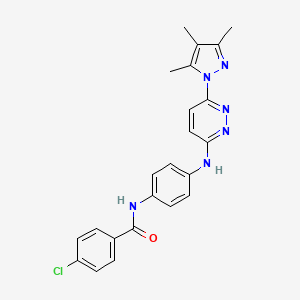 molecular formula C23H21ClN6O B6416964 4-chloro-N-(4-{[6-(3,4,5-trimethyl-1H-pyrazol-1-yl)pyridazin-3-yl]amino}phenyl)benzamide CAS No. 1019106-66-1