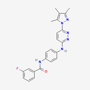 molecular formula C23H21FN6O B6416969 3-fluoro-N-(4-{[6-(3,4,5-trimethyl-1H-pyrazol-1-yl)pyridazin-3-yl]amino}phenyl)benzamide CAS No. 1019106-60-5