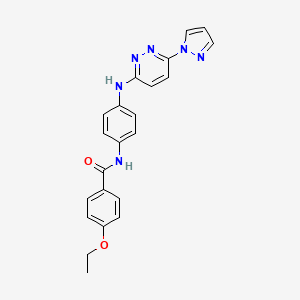 molecular formula C22H20N6O2 B6416979 4-ethoxy-N-(4-{[6-(1H-pyrazol-1-yl)pyridazin-3-yl]amino}phenyl)benzamide CAS No. 1019105-20-4