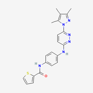 molecular formula C21H20N6OS B6416980 N-(4-{[6-(3,4,5-trimethyl-1H-pyrazol-1-yl)pyridazin-3-yl]amino}phenyl)thiophene-2-carboxamide CAS No. 1019106-72-9