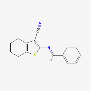 molecular formula C16H14N2S B6417027 2-[(E)-(phenylmethylidene)amino]-4,5,6,7-tetrahydro-1-benzothiophene-3-carbonitrile CAS No. 142994-71-6