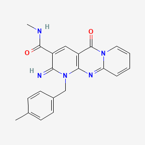 molecular formula C21H19N5O2 B6417034 6-imino-N-methyl-7-[(4-methylphenyl)methyl]-2-oxo-1,7,9-triazatricyclo[8.4.0.0^{3,8}]tetradeca-3(8),4,9,11,13-pentaene-5-carboxamide CAS No. 608103-97-5