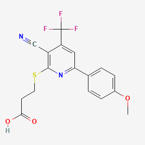 molecular formula C17H13F3N2O3S B6417037 3-{[3-cyano-6-(4-methoxyphenyl)-4-(trifluoromethyl)pyridin-2-yl]sulfanyl}propanoic acid CAS No. 616212-71-6