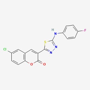 molecular formula C17H9ClFN3O2S B6417068 6-chloro-3-{5-[(4-fluorophenyl)amino]-1,3,4-thiadiazol-2-yl}-2H-chromen-2-one CAS No. 326913-66-0