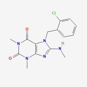 molecular formula C15H16ClN5O2 B6417106 7-[(2-chlorophenyl)methyl]-1,3-dimethyl-8-(methylamino)-2,3,6,7-tetrahydro-1H-purine-2,6-dione CAS No. 374094-77-6