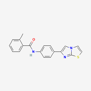 molecular formula C19H15N3OS B6417109 N-(4-{imidazo[2,1-b][1,3]thiazol-6-yl}phenyl)-2-methylbenzamide CAS No. 667910-92-1