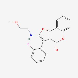 molecular formula C20H16FNO4 B6417131 3-(2-fluorophenyl)-2-[(2-methoxyethyl)amino]-4H-furo[3,2-c]chromen-4-one CAS No. 938037-03-7