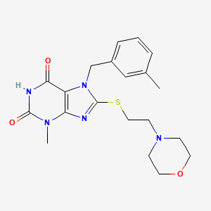 molecular formula C20H25N5O3S B6417162 3-methyl-7-[(3-methylphenyl)methyl]-8-{[2-(morpholin-4-yl)ethyl]sulfanyl}-2,3,6,7-tetrahydro-1H-purine-2,6-dione CAS No. 442865-07-8