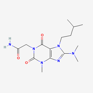 molecular formula C15H24N6O3 B6417173 2-[8-(dimethylamino)-3-methyl-7-(3-methylbutyl)-2,6-dioxo-2,3,6,7-tetrahydro-1H-purin-1-yl]acetamide CAS No. 1333662-20-6