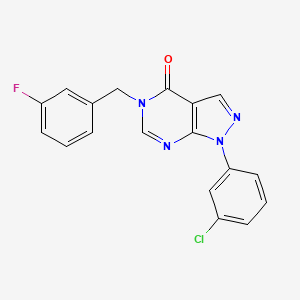 molecular formula C18H12ClFN4O B6417177 1-(3-chlorophenyl)-5-[(3-fluorophenyl)methyl]-1H,4H,5H-pyrazolo[3,4-d]pyrimidin-4-one CAS No. 863416-52-8
