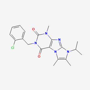 molecular formula C20H22ClN5O2 B6417211 3-[(2-chlorophenyl)methyl]-1,6,7-trimethyl-8-(propan-2-yl)-1H,2H,3H,4H,8H-imidazo[1,2-g]purine-2,4-dione CAS No. 878734-59-9