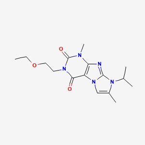 molecular formula C16H23N5O3 B6417230 3-(2-ethoxyethyl)-1,7-dimethyl-8-(propan-2-yl)-1H,2H,3H,4H,8H-imidazo[1,2-g]purine-2,4-dione CAS No. 878731-51-2