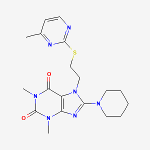 molecular formula C19H25N7O2S B6417284 1,3-dimethyl-7-{2-[(4-methylpyrimidin-2-yl)sulfanyl]ethyl}-8-(piperidin-1-yl)-2,3,6,7-tetrahydro-1H-purine-2,6-dione CAS No. 850914-51-1