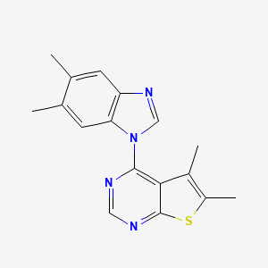 molecular formula C17H16N4S B6417303 1-{5,6-dimethylthieno[2,3-d]pyrimidin-4-yl}-5,6-dimethyl-1H-1,3-benzodiazole CAS No. 315685-46-2