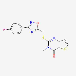 molecular formula C16H11FN4O2S2 B6417380 2-({[3-(4-fluorophenyl)-1,2,4-oxadiazol-5-yl]methyl}sulfanyl)-3-methyl-3H,4H-thieno[3,2-d]pyrimidin-4-one CAS No. 919947-39-0