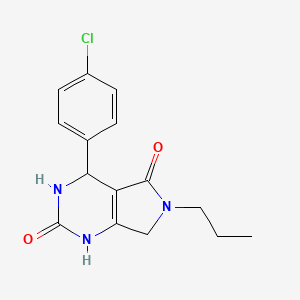 molecular formula C15H16ClN3O2 B6417393 4-(4-chlorophenyl)-6-propyl-1H,2H,3H,4H,5H,6H,7H-pyrrolo[3,4-d]pyrimidine-2,5-dione CAS No. 872102-84-6