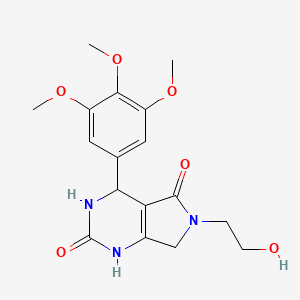 molecular formula C17H21N3O6 B6417403 6-(2-hydroxyethyl)-4-(3,4,5-trimethoxyphenyl)-1H,2H,3H,4H,5H,6H,7H-pyrrolo[3,4-d]pyrimidine-2,5-dione CAS No. 874594-43-1