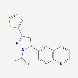 molecular formula C18H15N3OS B6417420 1-[5-(quinolin-6-yl)-3-(thiophen-2-yl)-4,5-dihydro-1H-pyrazol-1-yl]ethan-1-one CAS No. 877139-97-4
