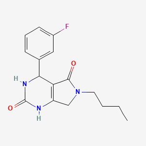 molecular formula C16H18FN3O2 B6417443 6-butyl-4-(3-fluorophenyl)-1H,2H,3H,4H,5H,6H,7H-pyrrolo[3,4-d]pyrimidine-2,5-dione CAS No. 878123-73-0