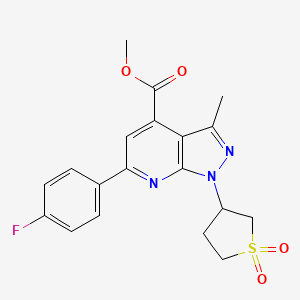 molecular formula C19H18FN3O4S B6417446 methyl 1-(1,1-dioxo-1lambda6-thiolan-3-yl)-6-(4-fluorophenyl)-3-methyl-1H-pyrazolo[3,4-b]pyridine-4-carboxylate CAS No. 920738-19-8