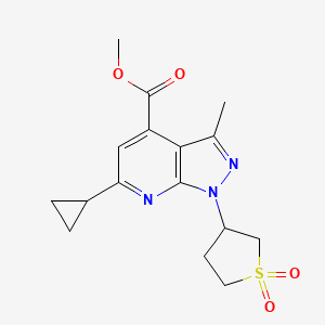 molecular formula C16H19N3O4S B6417461 methyl 6-cyclopropyl-1-(1,1-dioxo-1lambda6-thiolan-3-yl)-3-methyl-1H-pyrazolo[3,4-b]pyridine-4-carboxylate CAS No. 879148-80-8