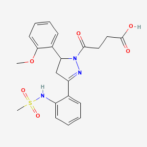 molecular formula C21H23N3O6S B6417463 4-[3-(2-methanesulfonamidophenyl)-5-(2-methoxyphenyl)-4,5-dihydro-1H-pyrazol-1-yl]-4-oxobutanoic acid CAS No. 920453-15-2