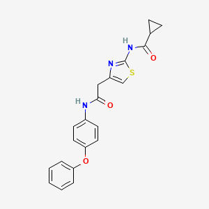 molecular formula C21H19N3O3S B6417494 N-(4-{[(4-phenoxyphenyl)carbamoyl]methyl}-1,3-thiazol-2-yl)cyclopropanecarboxamide CAS No. 921845-14-9