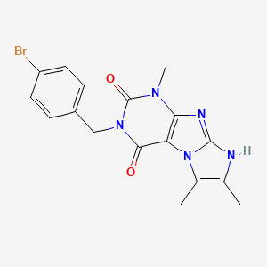 molecular formula C17H16BrN5O2 B6417496 3-[(4-bromophenyl)methyl]-1,6,7-trimethyl-1H,2H,3H,4H,8H-imidazo[1,2-g]purine-2,4-dione CAS No. 923504-30-7