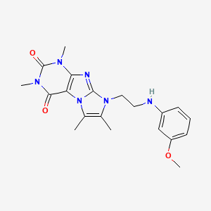 molecular formula C20H24N6O3 B6417502 8-{2-[(3-methoxyphenyl)amino]ethyl}-1,3,6,7-tetramethyl-1H,2H,3H,4H,8H-imidazo[1,2-g]purine-2,4-dione CAS No. 921095-16-1
