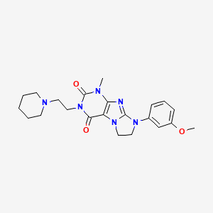 molecular formula C22H28N6O3 B6417504 8-(3-methoxyphenyl)-1-methyl-3-[2-(piperidin-1-yl)ethyl]-1H,2H,3H,4H,6H,7H,8H-imidazo[1,2-g]purine-2,4-dione CAS No. 919031-33-7
