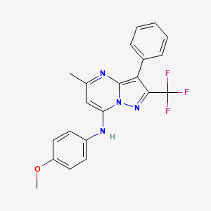 molecular formula C21H17F3N4O B6417529 N-(4-methoxyphenyl)-5-methyl-3-phenyl-2-(trifluoromethyl)pyrazolo[1,5-a]pyrimidin-7-amine CAS No. 890636-89-2