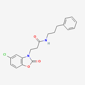 molecular formula C19H19ClN2O3 B6417542 3-(5-chloro-2-oxo-2,3-dihydro-1,3-benzoxazol-3-yl)-N-(3-phenylpropyl)propanamide CAS No. 902253-50-3