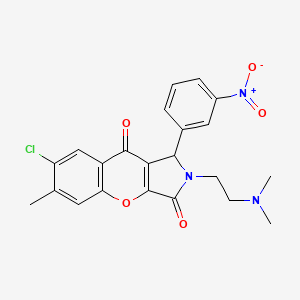 molecular formula C22H20ClN3O5 B6417547 7-chloro-2-[2-(dimethylamino)ethyl]-6-methyl-1-(3-nitrophenyl)-1H,2H,3H,9H-chromeno[2,3-c]pyrrole-3,9-dione CAS No. 886142-40-1