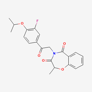 molecular formula C21H20FNO5 B6417552 4-{2-[3-fluoro-4-(propan-2-yloxy)phenyl]-2-oxoethyl}-2-methyl-2,3,4,5-tetrahydro-1,4-benzoxazepine-3,5-dione CAS No. 903201-72-9