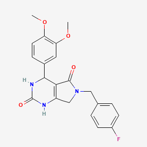 molecular formula C21H20FN3O4 B6417583 4-(3,4-dimethoxyphenyl)-6-[(4-fluorophenyl)methyl]-1H,2H,3H,4H,5H,6H,7H-pyrrolo[3,4-d]pyrimidine-2,5-dione CAS No. 949876-78-2