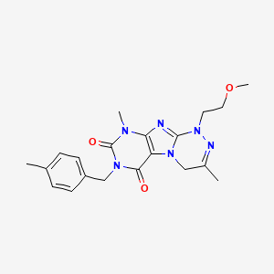 molecular formula C20H24N6O3 B6417595 1-(2-methoxyethyl)-3,9-dimethyl-7-[(4-methylphenyl)methyl]-1H,4H,6H,7H,8H,9H-[1,2,4]triazino[4,3-g]purine-6,8-dione CAS No. 919029-08-6