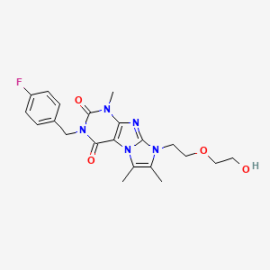 molecular formula C21H24FN5O4 B6417601 3-[(4-fluorophenyl)methyl]-8-[2-(2-hydroxyethoxy)ethyl]-1,6,7-trimethyl-1H,2H,3H,4H,8H-imidazo[1,2-g]purine-2,4-dione CAS No. 919041-83-1