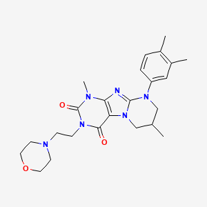 molecular formula C24H32N6O3 B6417604 9-(3,4-dimethylphenyl)-1,7-dimethyl-3-[2-(morpholin-4-yl)ethyl]-1H,2H,3H,4H,6H,7H,8H,9H-pyrimido[1,2-g]purine-2,4-dione CAS No. 848064-38-0