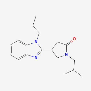 molecular formula C18H25N3O B6417619 1-(2-methylpropyl)-4-(1-propyl-1H-1,3-benzodiazol-2-yl)pyrrolidin-2-one CAS No. 912896-10-7