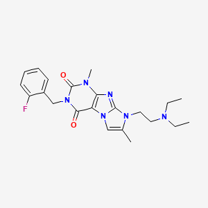 molecular formula C22H27FN6O2 B6417635 8-[2-(diethylamino)ethyl]-3-[(2-fluorophenyl)methyl]-1,7-dimethyl-1H,2H,3H,4H,8H-imidazo[1,2-g]purine-2,4-dione CAS No. 919008-81-4