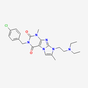 molecular formula C22H27ClN6O2 B6417642 3-[(4-chlorophenyl)methyl]-8-[2-(diethylamino)ethyl]-1,7-dimethyl-1H,2H,3H,4H,8H-imidazo[1,2-g]purine-2,4-dione CAS No. 919041-21-7
