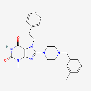 molecular formula C26H30N6O2 B6417657 3-methyl-8-{4-[(3-methylphenyl)methyl]piperazin-1-yl}-7-(2-phenylethyl)-2,3,6,7-tetrahydro-1H-purine-2,6-dione CAS No. 886910-25-4
