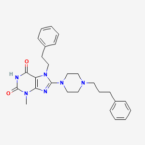molecular formula C27H32N6O2 B6417670 3-methyl-7-(2-phenylethyl)-8-[4-(3-phenylpropyl)piperazin-1-yl]-2,3,6,7-tetrahydro-1H-purine-2,6-dione CAS No. 898419-79-9