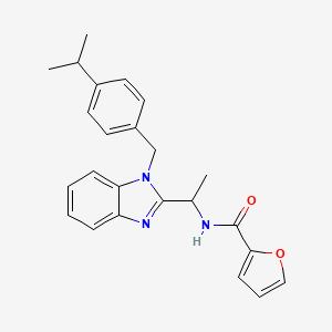 molecular formula C24H25N3O2 B6417678 N-[1-(1-{[4-(propan-2-yl)phenyl]methyl}-1H-1,3-benzodiazol-2-yl)ethyl]furan-2-carboxamide CAS No. 919972-23-9