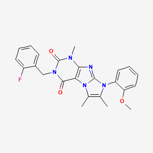 molecular formula C24H22FN5O3 B6417682 3-[(2-fluorophenyl)methyl]-8-(2-methoxyphenyl)-1,6,7-trimethyl-1H,2H,3H,4H,8H-imidazo[1,2-g]purine-2,4-dione CAS No. 877644-80-9