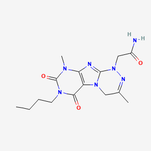 molecular formula C15H21N7O3 B6417857 2-{7-butyl-3,9-dimethyl-6,8-dioxo-1H,4H,6H,7H,8H,9H-[1,2,4]triazino[4,3-g]purin-1-yl}acetamide CAS No. 923508-70-7