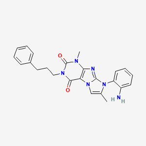 molecular formula C24H24N6O2 B6417871 8-(2-aminophenyl)-1,7-dimethyl-3-(3-phenylpropyl)-1H,2H,3H,4H,8H-imidazo[1,2-g]purine-2,4-dione CAS No. 919041-34-2
