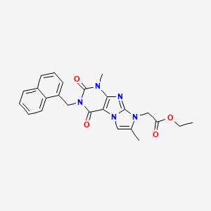 molecular formula C24H23N5O4 B6417880 ethyl 2-{1,7-dimethyl-3-[(naphthalen-1-yl)methyl]-2,4-dioxo-1H,2H,3H,4H,8H-imidazo[1,2-g]purin-8-yl}acetate CAS No. 919009-73-7