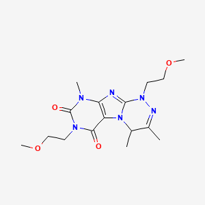 molecular formula C16H24N6O4 B6417894 1,7-bis(2-methoxyethyl)-3,4,9-trimethyl-1H,4H,6H,7H,8H,9H-[1,2,4]triazino[4,3-g]purine-6,8-dione CAS No. 898410-36-1